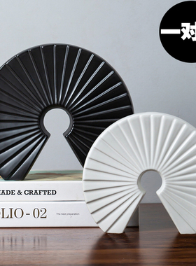 创意扇形摆件新中式样板间软装客厅酒柜装饰品办公室书房桌面摆设