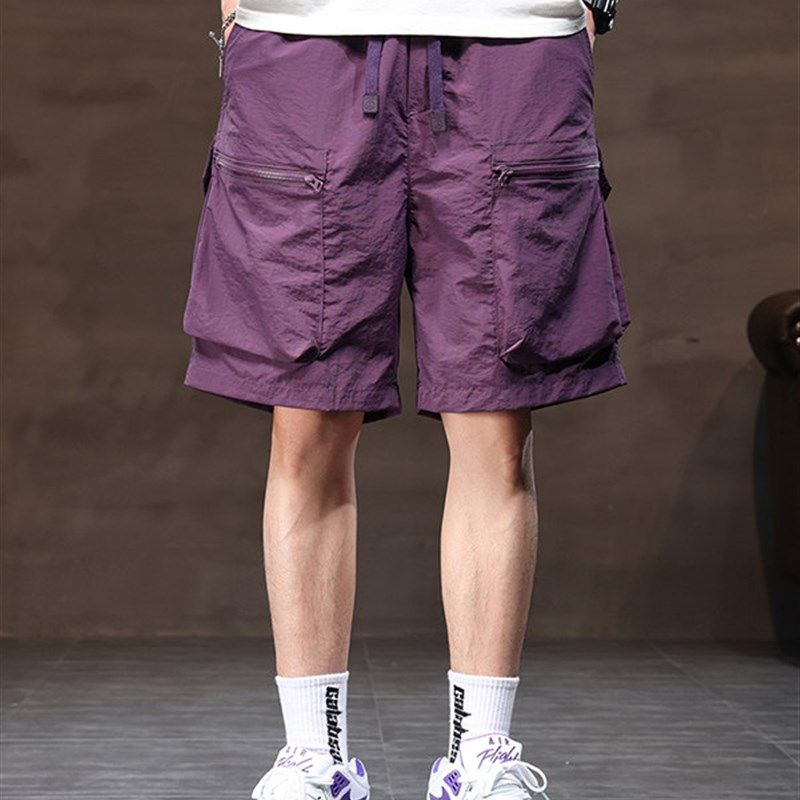 工装短裤男士夏季瘦潮牌美式休闲宽松纯色直筒阔腿运动五分裤男士,男装,短裤,淘宝优惠券,粉丝福利购,淘宝优惠卷