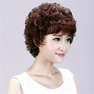 假发女短发短卷发女士真发个性中老年日常真人发丝送妈妈透气头套