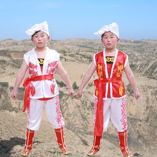 新款陕北儿童阿宝表演服幼儿腰鼓服少儿民族服饰王小二放牛娃衣服