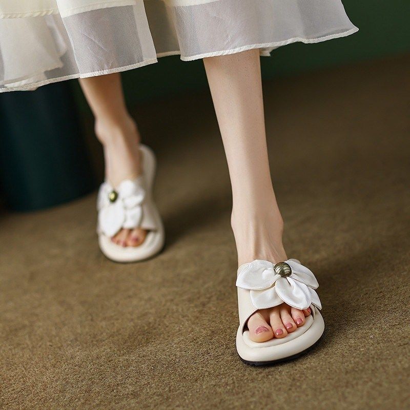 一字拖鞋女厚底2025夏季新款百搭平底花朵休闲运动沙滩外穿凉拖鞋,女鞋,一字拖,淘宝优惠券,粉丝福利购,淘宝优惠卷