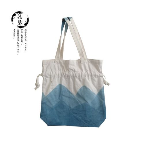 蓝染包包抽绳束口包大理白族手工扎染植物染云南环保包单肩包女包