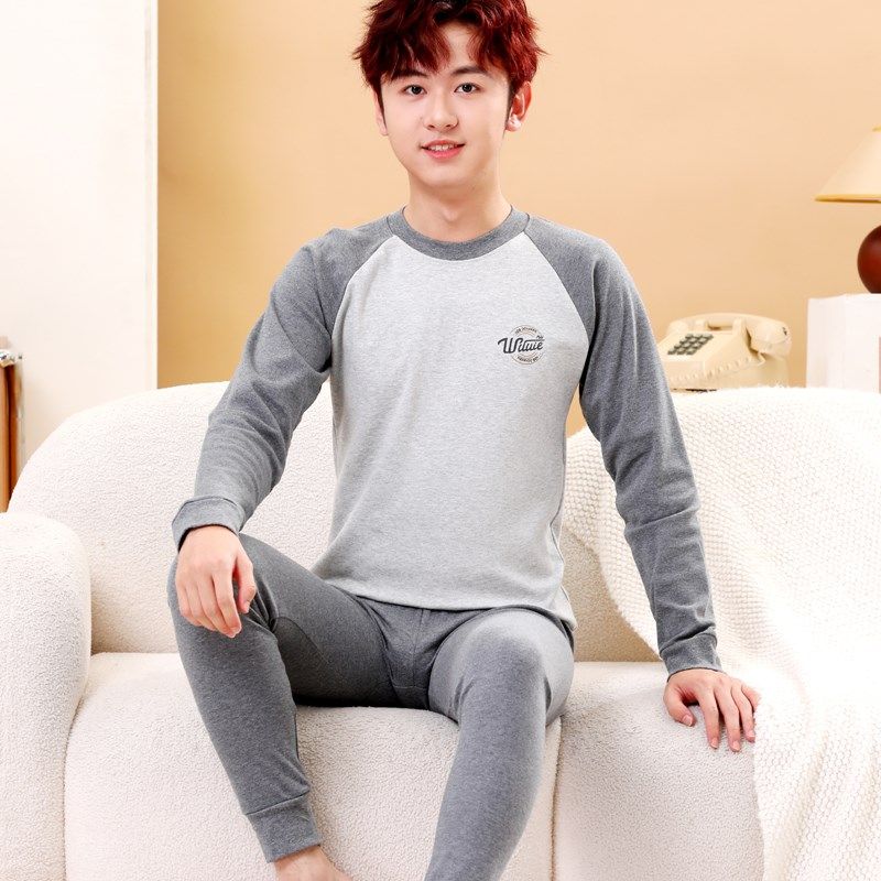 青少年纯棉秋衣秋裤套装男士内衣初中高中学生全棉保暖棉毛衫薄款,童装/婴儿装/亲子装,内衣套装,淘宝优惠券,粉丝福利购,淘宝优惠卷