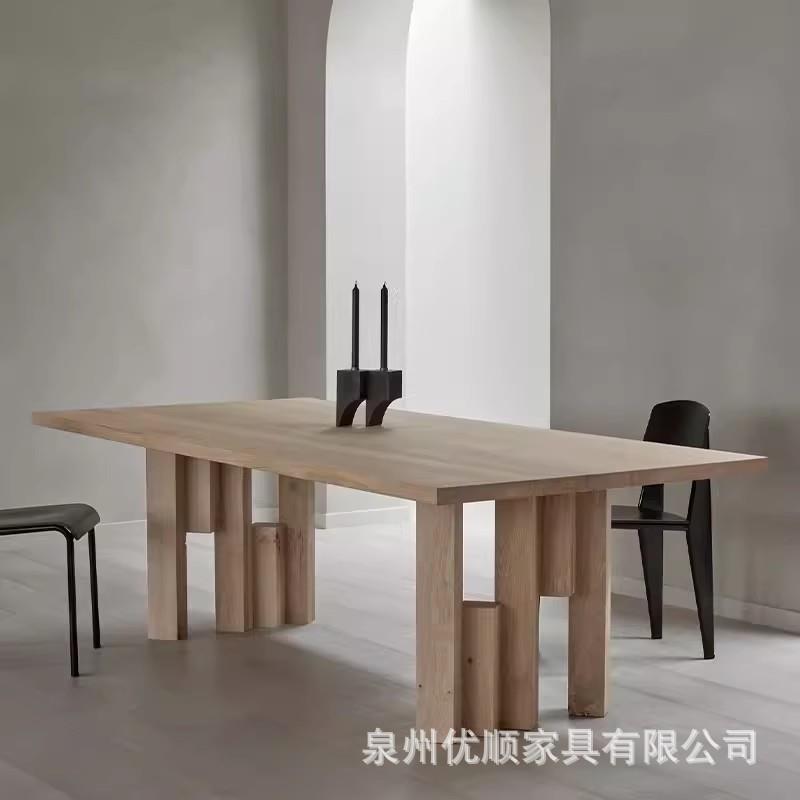 现代简约实木办公桌洽谈桌创意设计师长条桌工业风原木大板会议桌