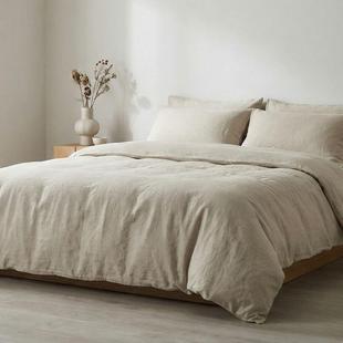 北欧风汉麻棉四件套秋冬简约纯色民宿大麻棉床上被套床单现货