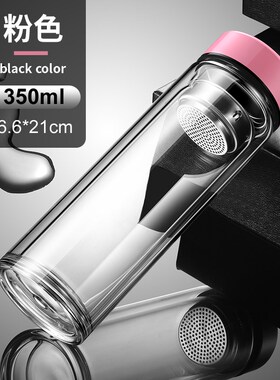 德国进口摔不烂双层玻璃杯钢化玻璃杯500mlP耐摔高温硼硅男士茶杯