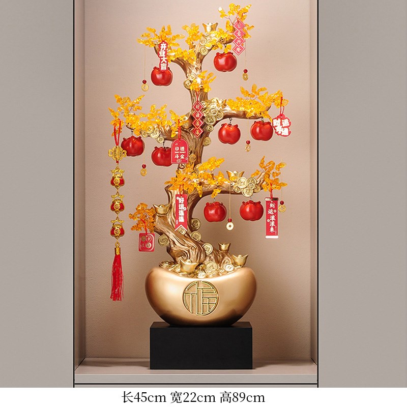 入户玄关发财树电视柜沙发旁边落地摆件客厅大R型轻奢乔迁开业礼