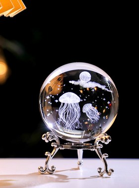 创意水晶a球小摆件办公室工位书房卧室桌面玻璃球装饰品送孩子礼