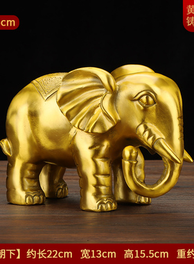 铜大象摆件一对黄铜财富如意象吸水象家居客厅店铺开Y业前台装饰