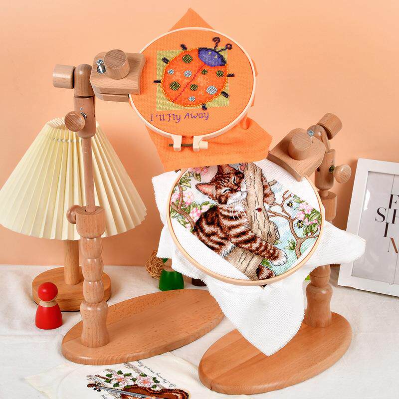 榉木绣花架通用可调节台式绣架桌面多功能绣绷架刺绣十字绣框绣架