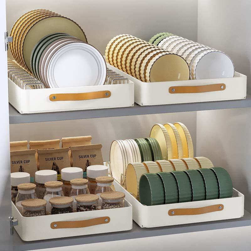 橱柜拉篮抽屉式碗碟收纳架厨房柜内碗盘碗具沥水架置物架抽拉碗架