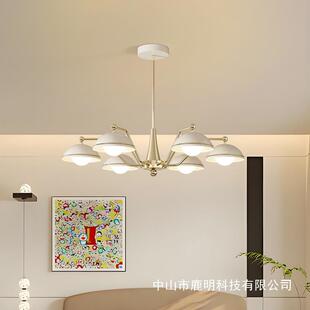 法式中古风客厅吊灯复古胡桃木色主卧室灯氛围感餐厅酒店装饰吊灯