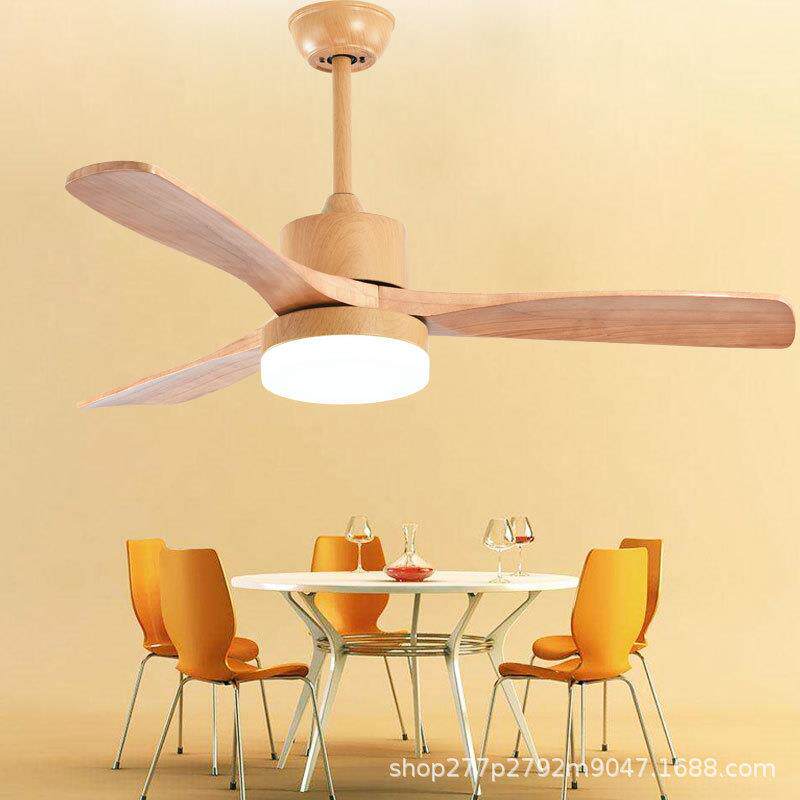 美式复古吊扇灯 北欧实木吊扇灯卧室餐厅客厅吊扇带灯木叶风扇灯