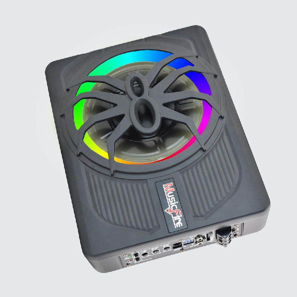 汽车音响改装蜘蛛10寸车载超薄低音炮带蓝色彩灯大功率有源音响