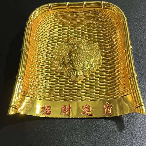 金簸箕招财进宝合金摆件新居家用室内客厅五谷丰登装饰工艺品摆件