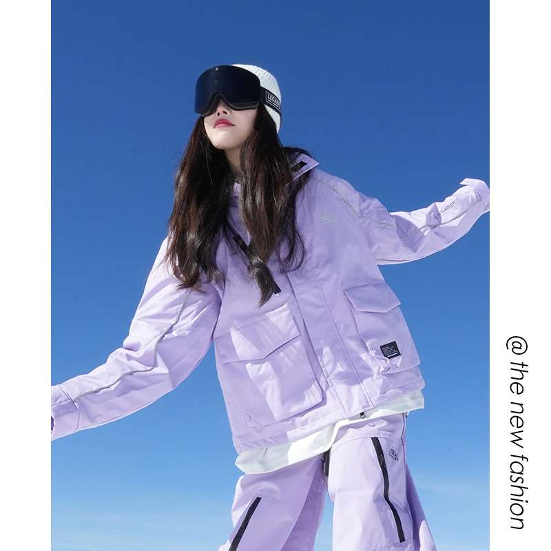 滑雪场出租 防水拉链魔术贴滑雪服男女反光条大码夹克外套
