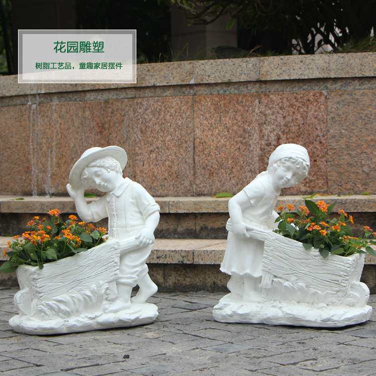 花盆创意欧式人物小孩摆件家居阳台庭院装饰园艺景观雕塑工艺品