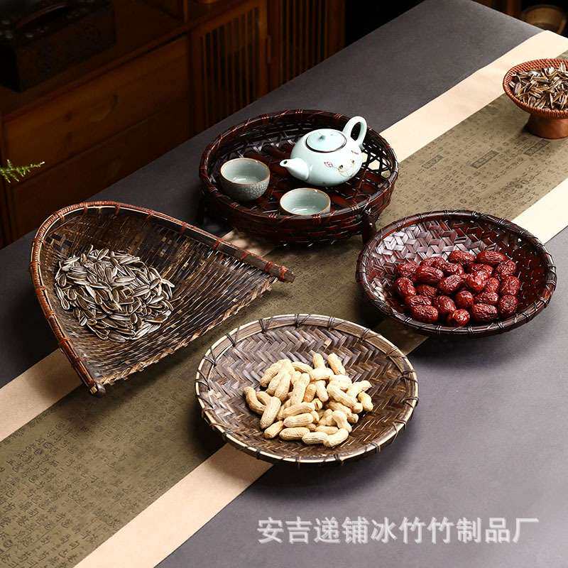 ?竹编茶托盘竹杯垫复古隔热垫茶具配件紫砂壶垫银壶垫茶道干泡垫