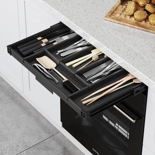 洗碗机上方薄抽屉拉篮工具抽分隔改造太空铝抽屉式厨房橱柜抽