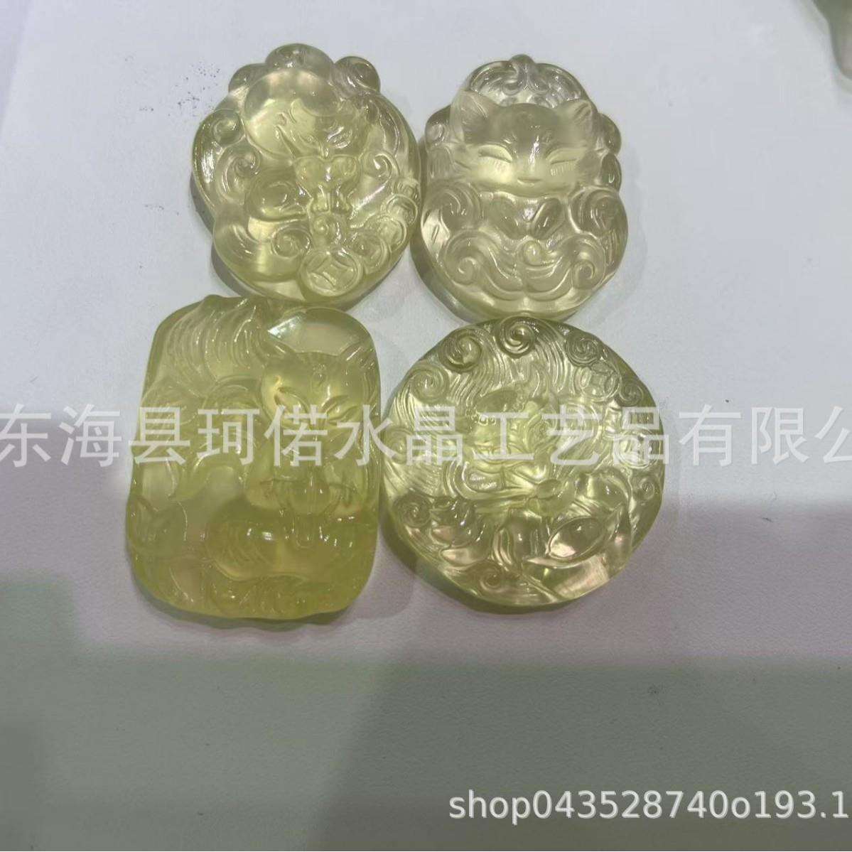工厂直销高品质天然黄水晶九尾狐首饰配件用于装饰