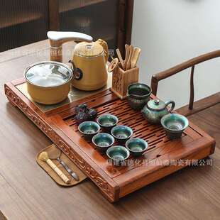 花梨木茶盘储水家用实木简约不锈钢沥水盘排水茶海茶托盘大号茶台