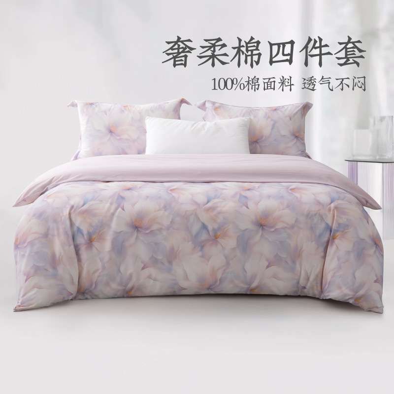 远梦家纺奢柔棉四件套床单款套件四件套全棉磨毛床上四件套床品