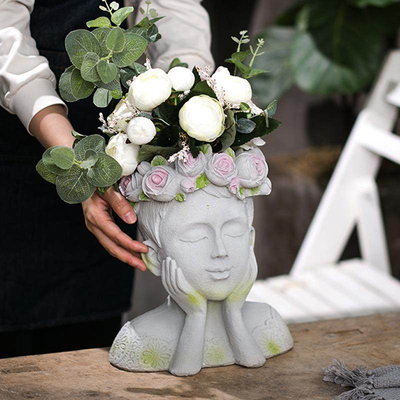 艺术摆件盆栽器创意设计家居办公花环女孩植物种植盆水泥装饰花盆,鲜花速递/花卉仿真/绿植园艺,割草机/草坪机,淘宝优惠券,粉丝福利购,淘宝优惠卷