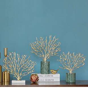 珊瑚树摆件现代美式家居饰品别墅样板间客餐厅大理石软装工艺品