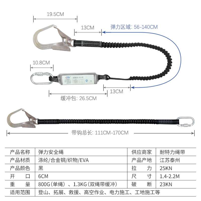 新规格高空作业五点式全身安全带套装探洞攀爬电工保护设备安全绳