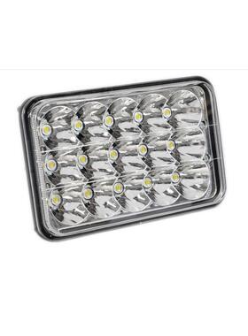 7X6 英寸 单个 45W 15LED 大灯+日行灯+远近光 带H4插头 黑色底