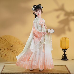 汉服女童2024新款 襦裙连衣裙 中国风超仙公主小女孩演出服儿童古装
