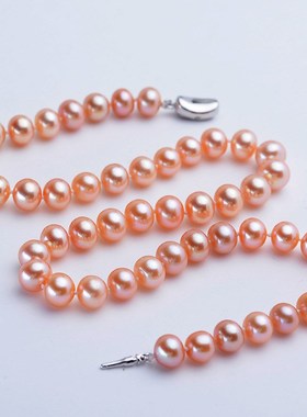 时尚经典淡水珍珠项链女气质优雅珍珠首饰925马背扣珍珠饰品