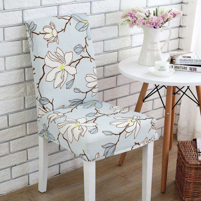 办公室弹力连体餐椅套靠背椅子套子欧式简约布艺座椅实木凳子罩