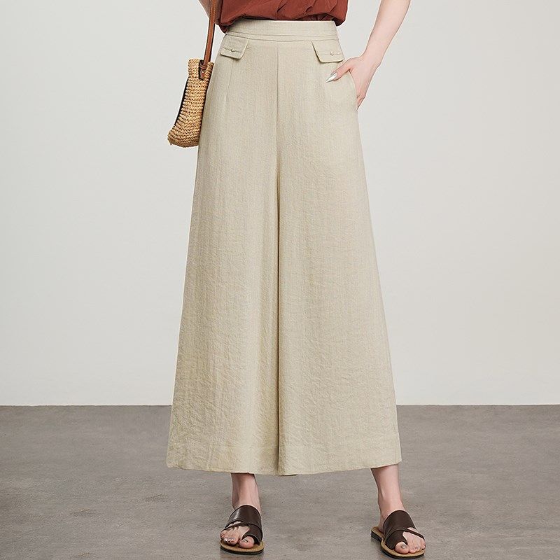 夏天流行女式裙裤阔腿裤2025夏季薄款高腰宽松显瘦棉麻休闲九分裤,女装/女士精品,休闲裤,淘宝优惠券,粉丝福利购,淘宝优惠卷