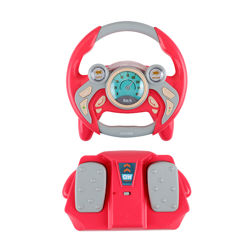 益智模拟方向盘玩具 副驾驶2.4G遥控带脚踏板吸盘电动汽车方向盘