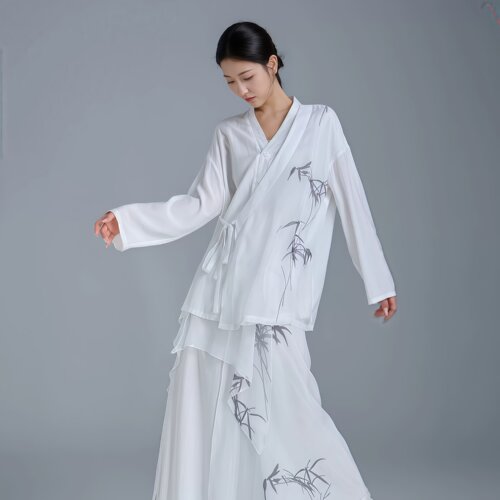 新款中式水墨竹古典舞练功服套装