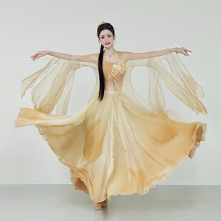 新款半城香古风舞蹈服绝美渐变仙气飘逸大袖古典舞练功演出舞蹈服