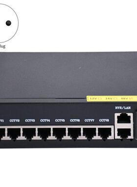 1个 黑色 金属 AC220V 欧规 8+2标准POE交换机 网络分线器 10口交