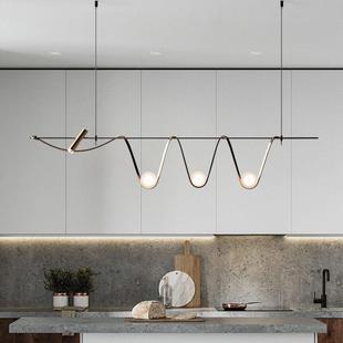 新款 现简约客厅展厅铁艺吧台样板房异型吊灯 设计师led皮革餐厅灯