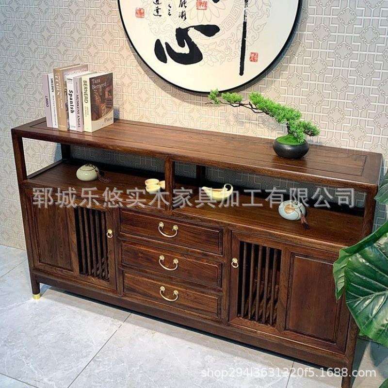 新中式老榆木柜子隔断入户玄关台储物柜餐厅边柜实木餐边柜电视柜