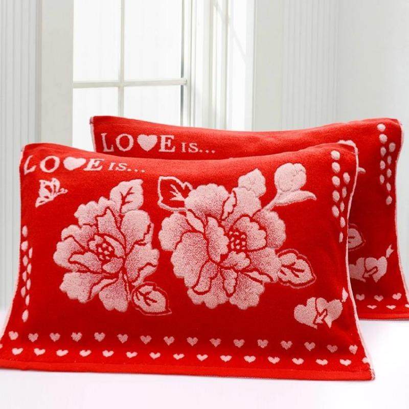 枕巾纯棉一对装全棉枕头巾情侣成人高档四季通用枕巾盖加大加厚