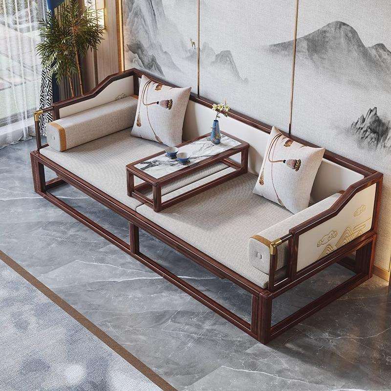 乌金木实木罗汉床新中式沙发床两用小户型现代客厅贵妃卧榻床榻