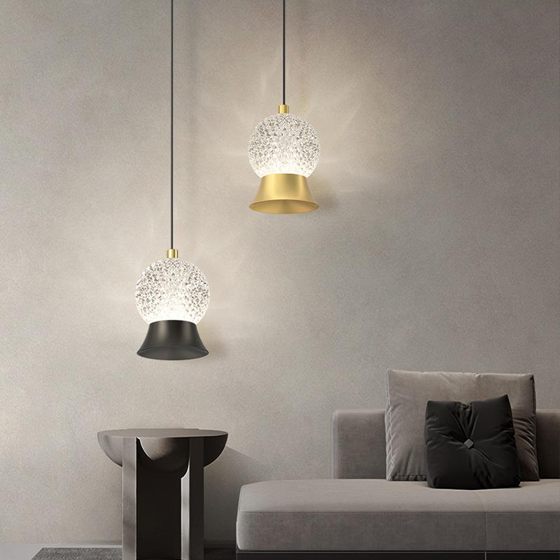 卧室床头吊灯现代简约全铜长线吧台小吊灯轻奢创意极简主卧床头灯