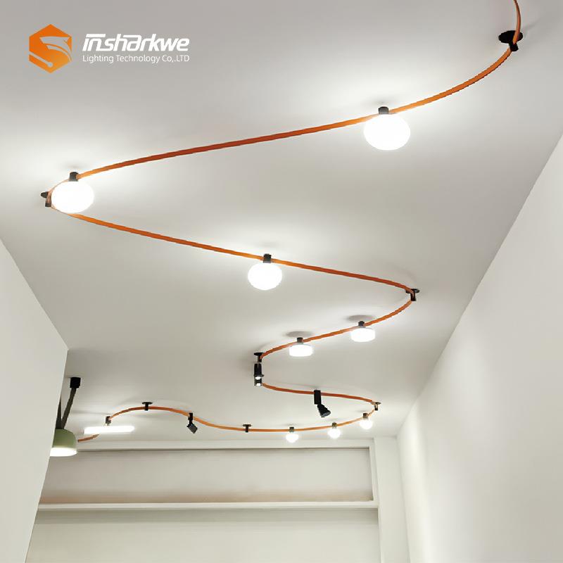 新款半柔LED轨道条异形明装导轨条可造型柔性智能轨道条道轨灯