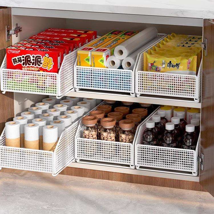 □夹缝深柜拉篮厨房橱柜收纳盒厨房下水槽置物架抽拉式调料品抽屉