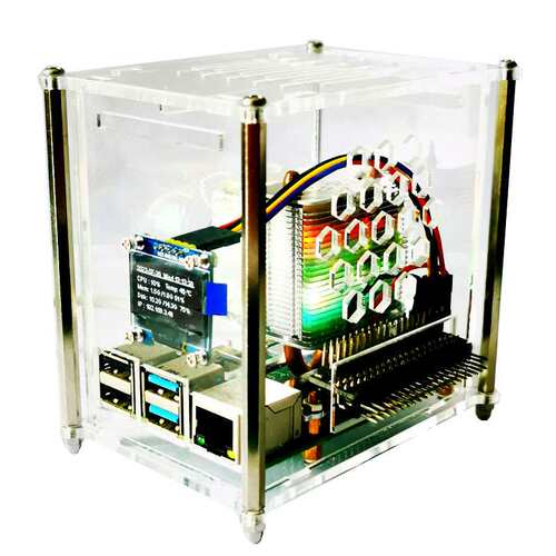 树莓派4B 立式冰塔CPU散热器 U型热管炫光RGB风扇 ICE Tower OLED