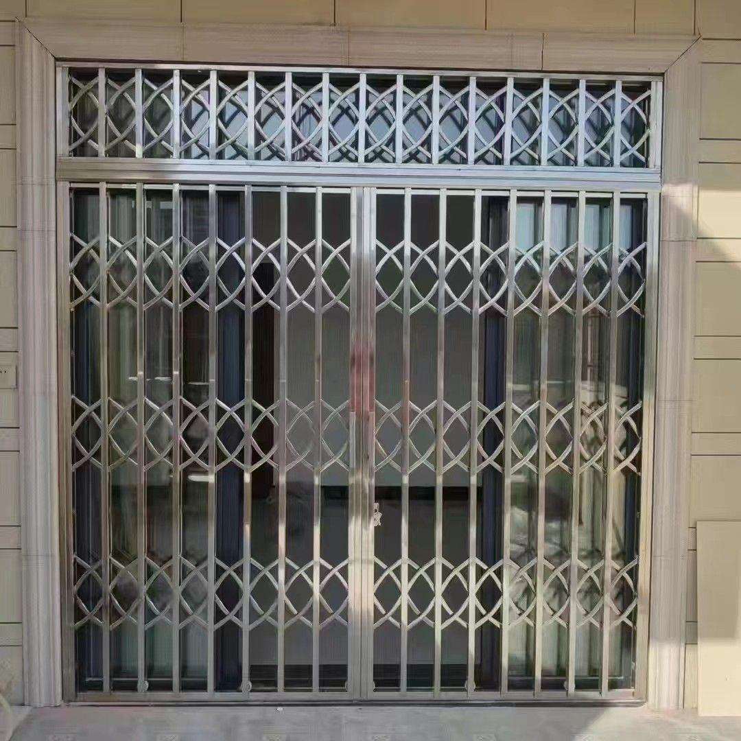 不锈钢拉闸门伸缩推拉阳台防盗窗家用自装商铺铁艺折叠门仓库门窗