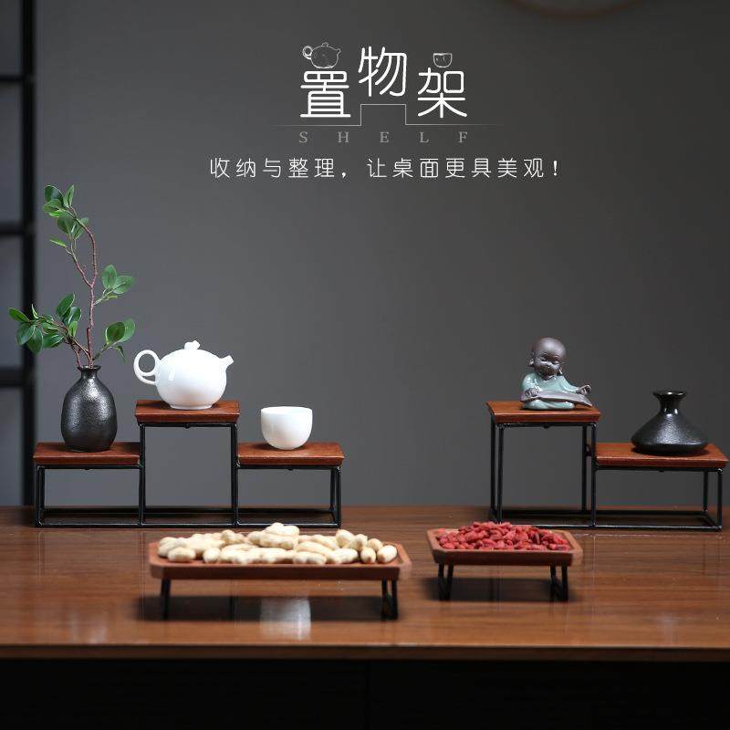 置物架小摆件玄关桌面饰品中式铁艺博古架工艺品茶几底座架子实木,电子元器件市场,其它元器件,淘宝优惠券,粉丝福利购,淘宝优惠卷