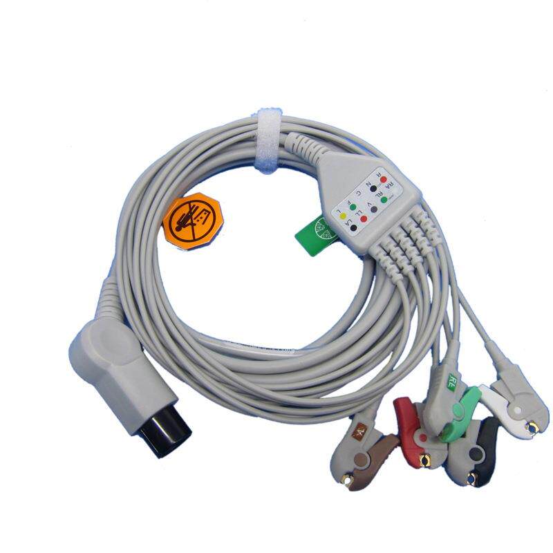 兼容施博瑞监护仪理邦MEC1000五导夹式心电导联线