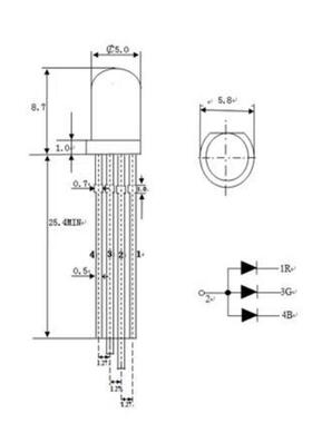 F5全彩共阴RGB灯珠 F5全彩共阳红绿蓝LED发光二极管 F5三合一灯珠